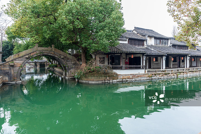 江苏苏州吴江黎里古镇冬季风光图片素材