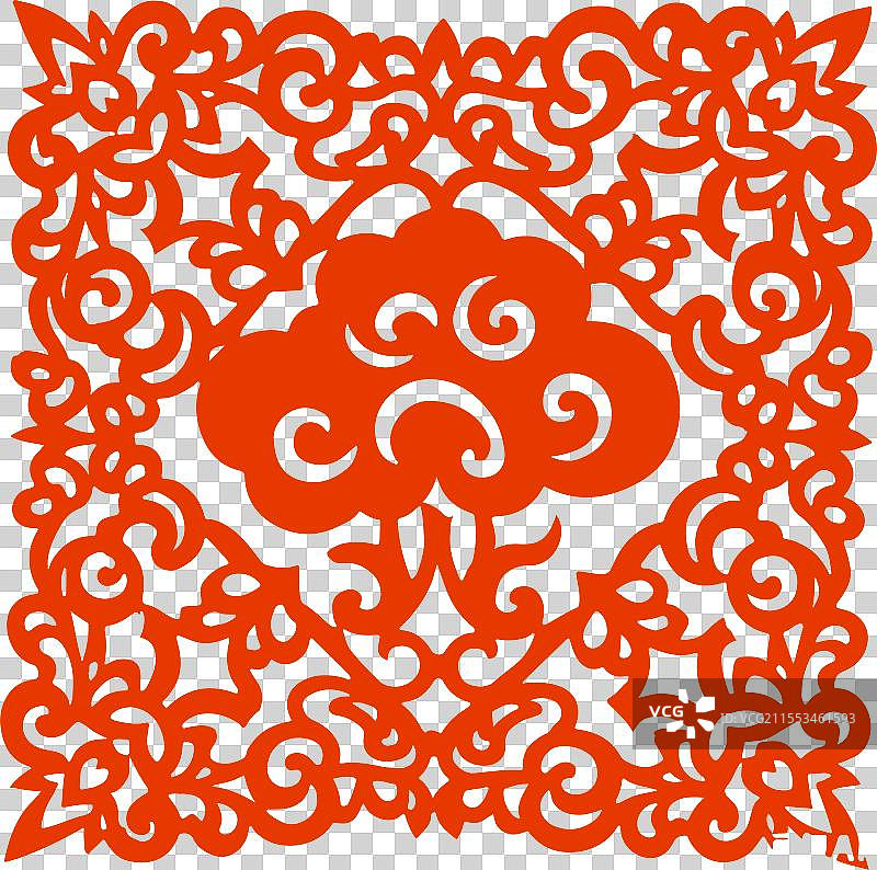 传统图案，祥云，福字，剪纸，窗花图片素材