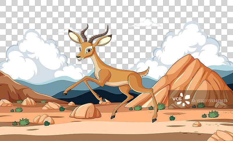 在沙漠中奔跑的瞪羚图片素材