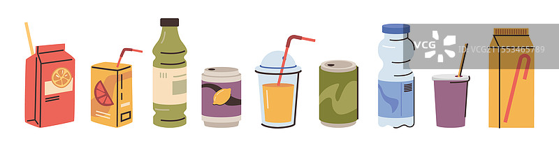 午餐饮料：果汁或汽水，水瓶图片素材