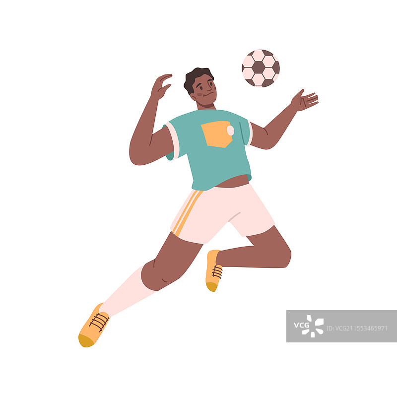足球运动员用胸部踢球图片素材
