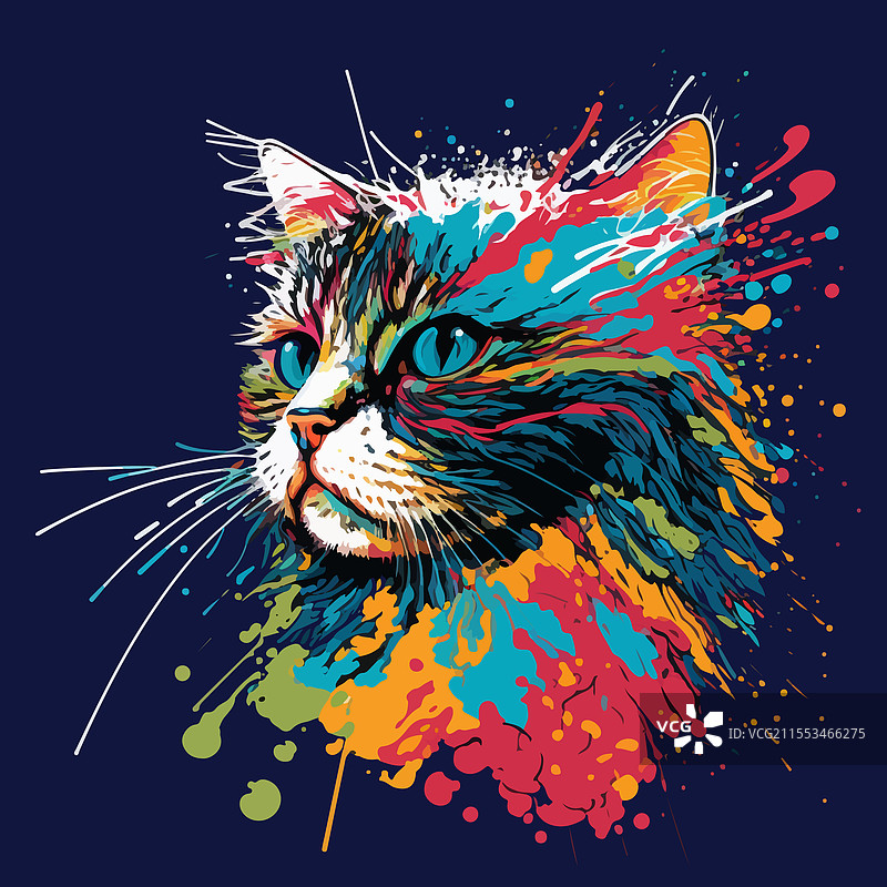 色彩斑斓的猫咪波普艺术图片素材