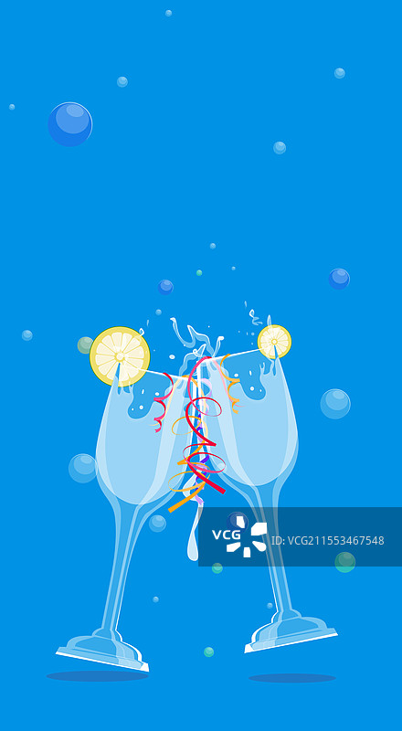 新年快乐与酒杯祝酒的横幅设计图片素材