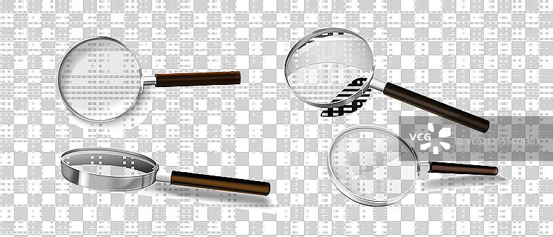 逼真的放大镜用于放大和搜索图片素材