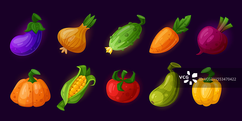 游戏农场蔬菜种植收获食物卡通图片素材