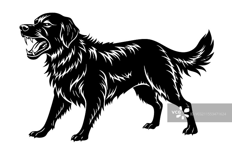 金色猎犬狗的剪影艺术图片素材