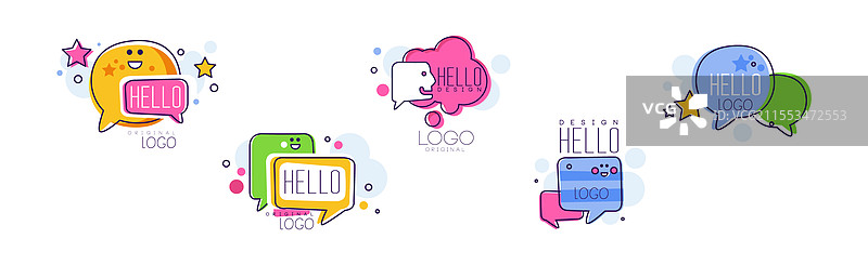 你好聊天和谈话的原创标志设计图片素材