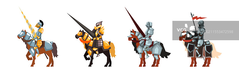 骑在马上的中世纪骑士戴着头盔图片素材