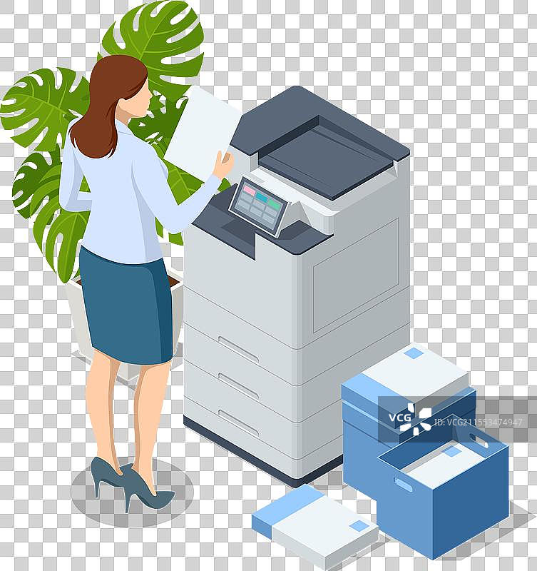 等距办公室多功能打印机扫描仪图片素材