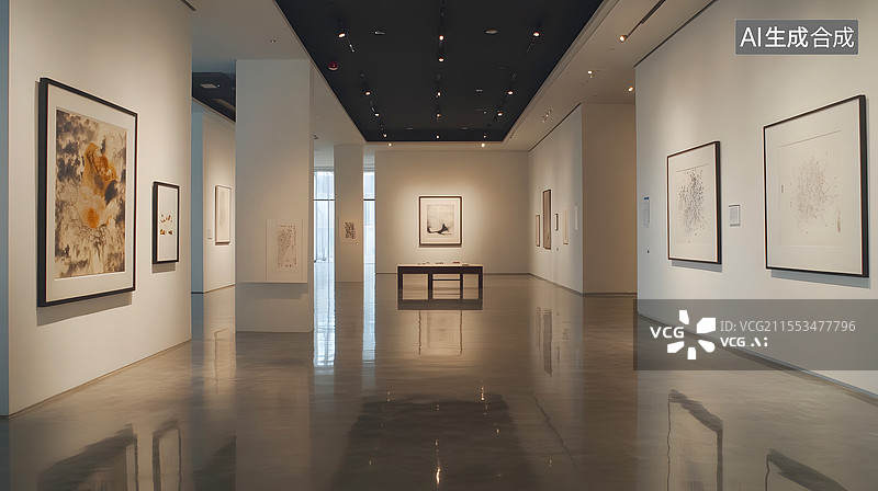 【AI数字艺术】艺术画廊空旷空间图片素材