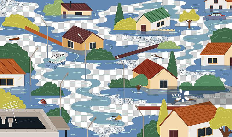 灾难性的洪水自然灾害场景图片素材