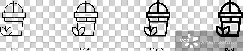 奶茶图标，细线、常规和粗体风格图片素材
