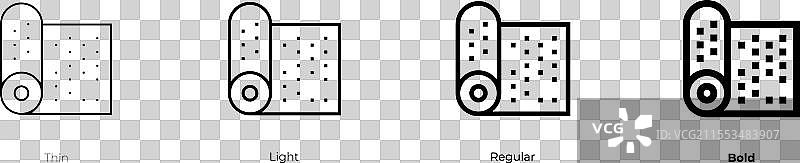 气泡膜图标，细体、常规体和粗体图片素材