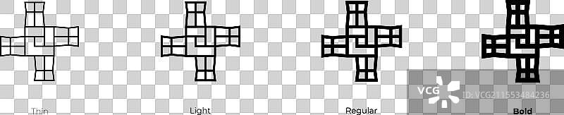 布里吉德十字图标，细体、常规体和粗体图片素材