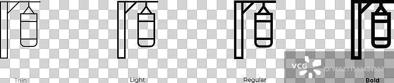 拳击袋图标，细线、常规和粗体风格图片素材