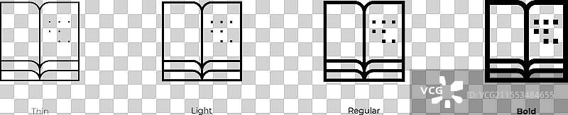 盲文图标，细体、常规体和粗体风格图片素材