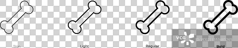 骨头图标，细体、轻体、常规体和粗体风格图片素材