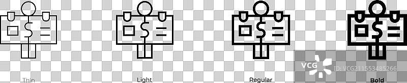 债券图标，细体、常规体和粗体风格图片素材