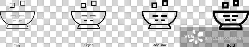 博饼图标，细体、轻体、常规体和粗体风格图片素材