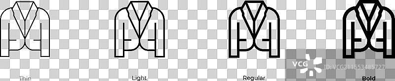 西装外套图标，细体、常规体和粗体风格图片素材