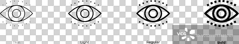 眼睑成形术图标，细体、常规体和粗体图片素材