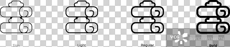 薄煎饼图标，细体、常规体和粗体风格图片素材