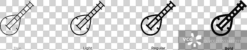 琵琶图标，细体、常规体和粗体风格图片素材