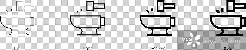 铁匠图标，细线、浅色、常规和粗体风格图片素材