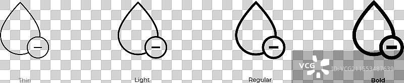 血滴图标，细体、常规体和粗体风格图片素材