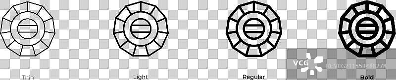 薄膜计图标，细线、常规和粗体风格图片素材