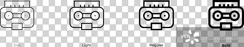 便携音响图标，细体、常规体和粗体风格图片素材