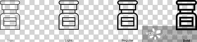 肉毒杆菌图标，细体、常规体和粗体风格图片素材