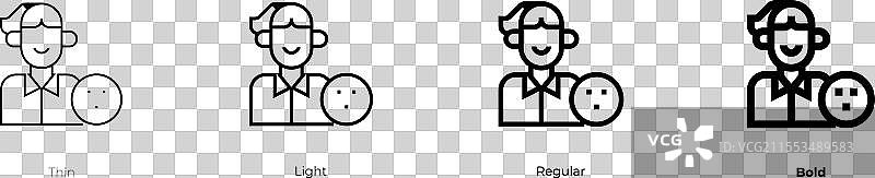 保龄球图标，细体、常规体和粗体风格图片素材