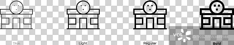 保龄球图标，细体、常规体和粗体风格图片素材