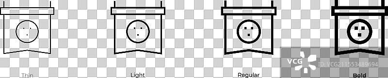 保龄球图标，细体、常规体和粗体风格图片素材