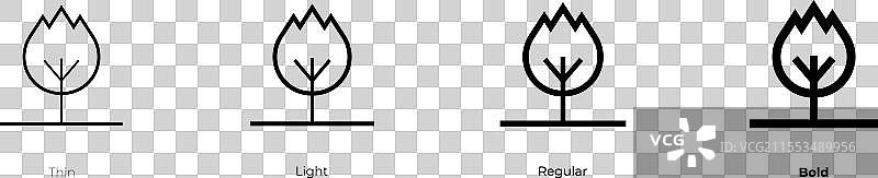 荆棘图标，细体、常规体和粗体风格图片素材