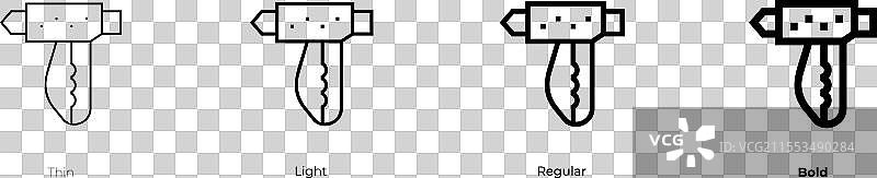 断路器图标，细体、常规体和粗体风格图片素材