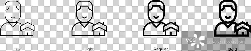 经纪人图标，细线、常规和粗体风格图片素材