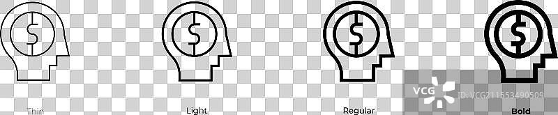 经纪人图标，细线、常规和粗体风格图片素材