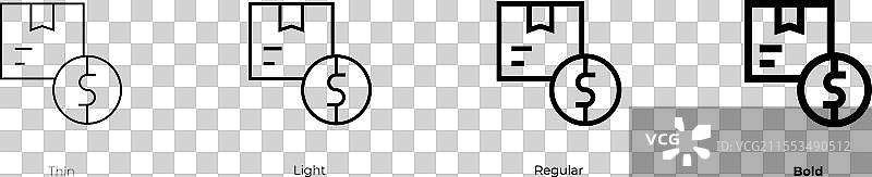 经纪公司图标，细线、常规和粗体风格图片素材