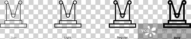 蹦极图标，细体、轻体、常规体和粗体风格图片素材