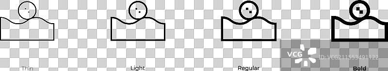 掩体图标，细线、常规和粗体风格图片素材