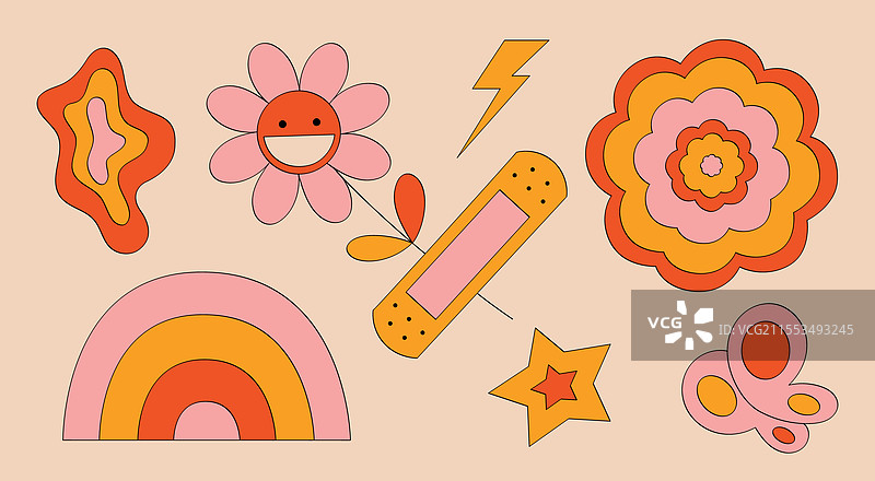 1960年代和1970年代的元素合集图片素材