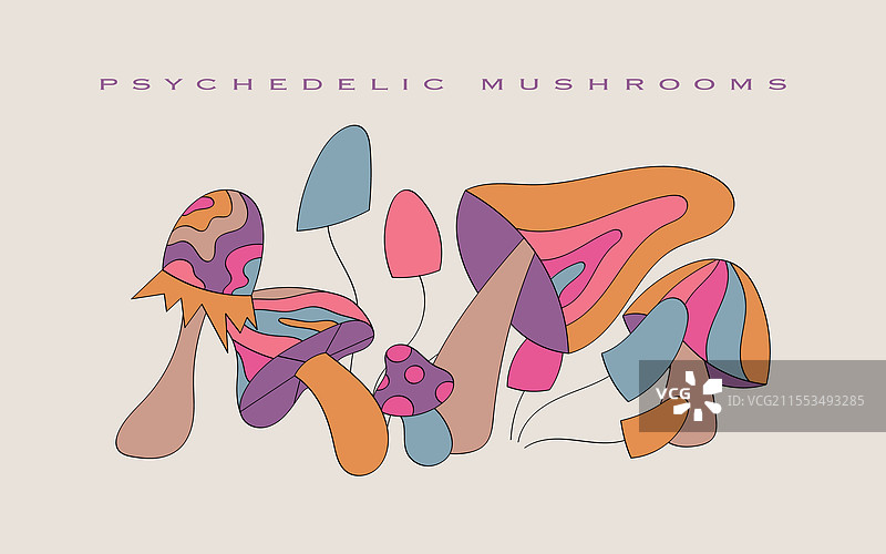 1960年代至1970年代的迷幻蘑菇图片素材