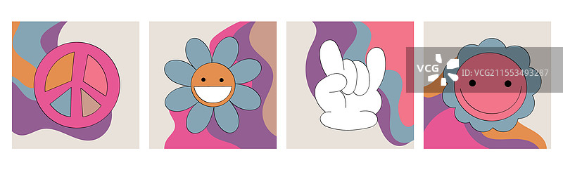 1960年代1970年代复古风格图标海报套装图片素材