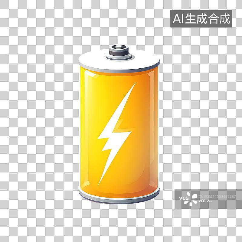 【AI数字艺术】3D渲染，黄色电池，蓄电池，电源，能源，充电，能量免抠元素图片素材