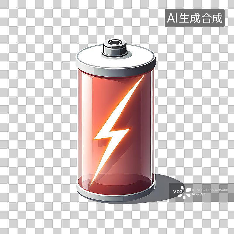 【AI数字艺术】3D渲染，红色电池，蓄电池，电源，能源，充电，能量免抠元素图片素材