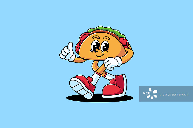 墨西哥食物塔可复古卡通角色吉祥物图片素材