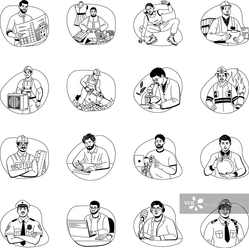 职业图标风格的图案组合图片素材