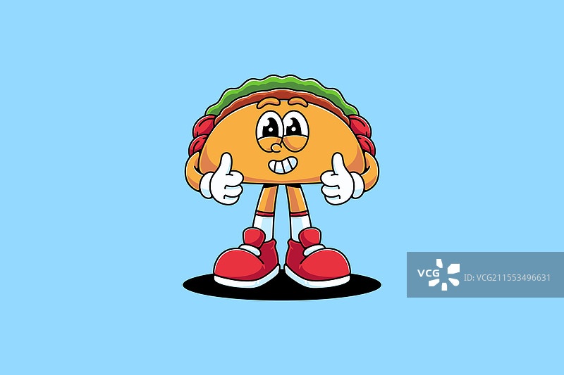 墨西哥食物塔可复古卡通角色吉祥物图片素材